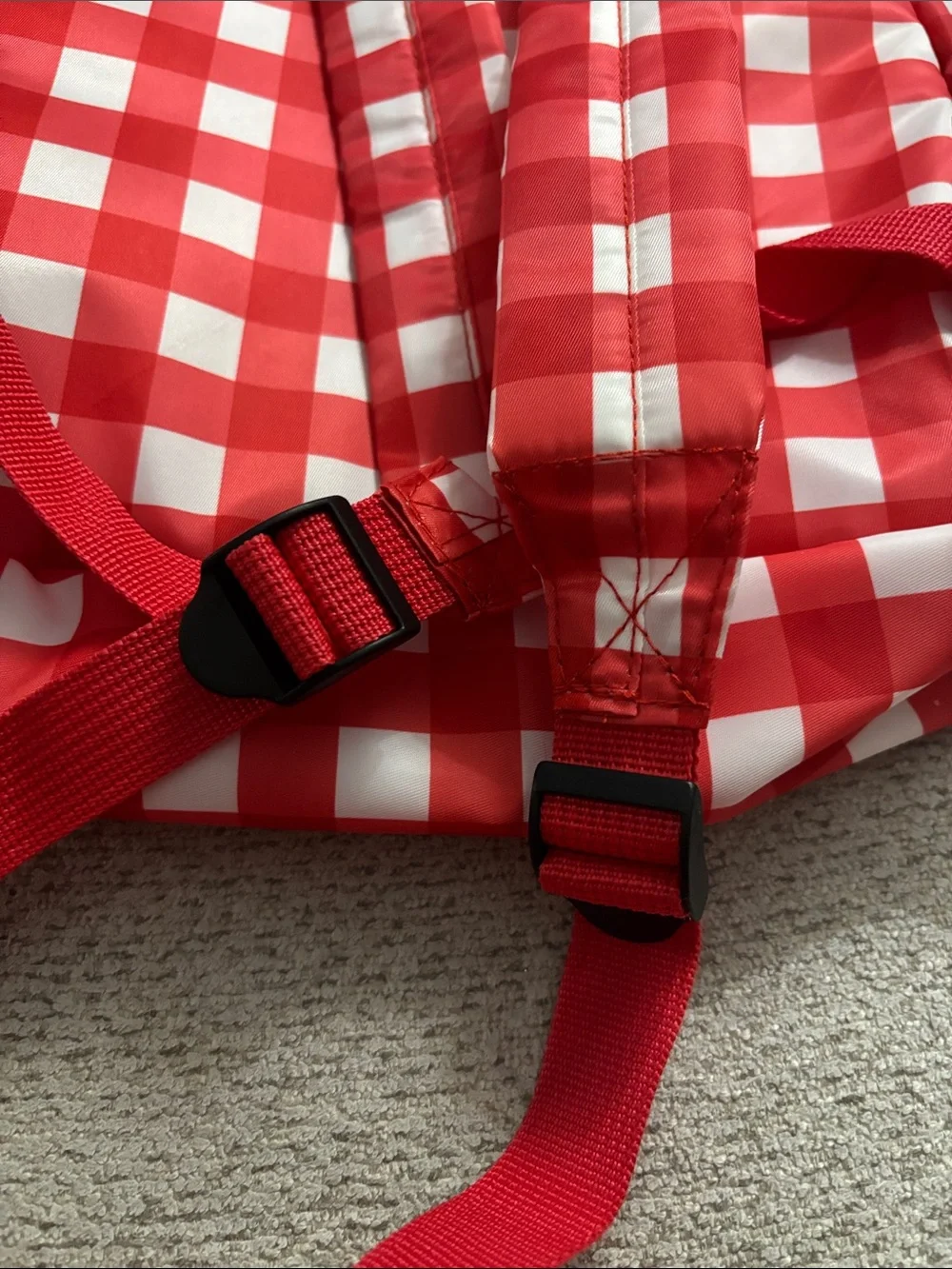Red Gingham  Backpack with Cherry Patch
